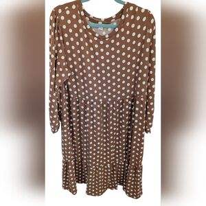 Stylish Brown Dress with White Dots